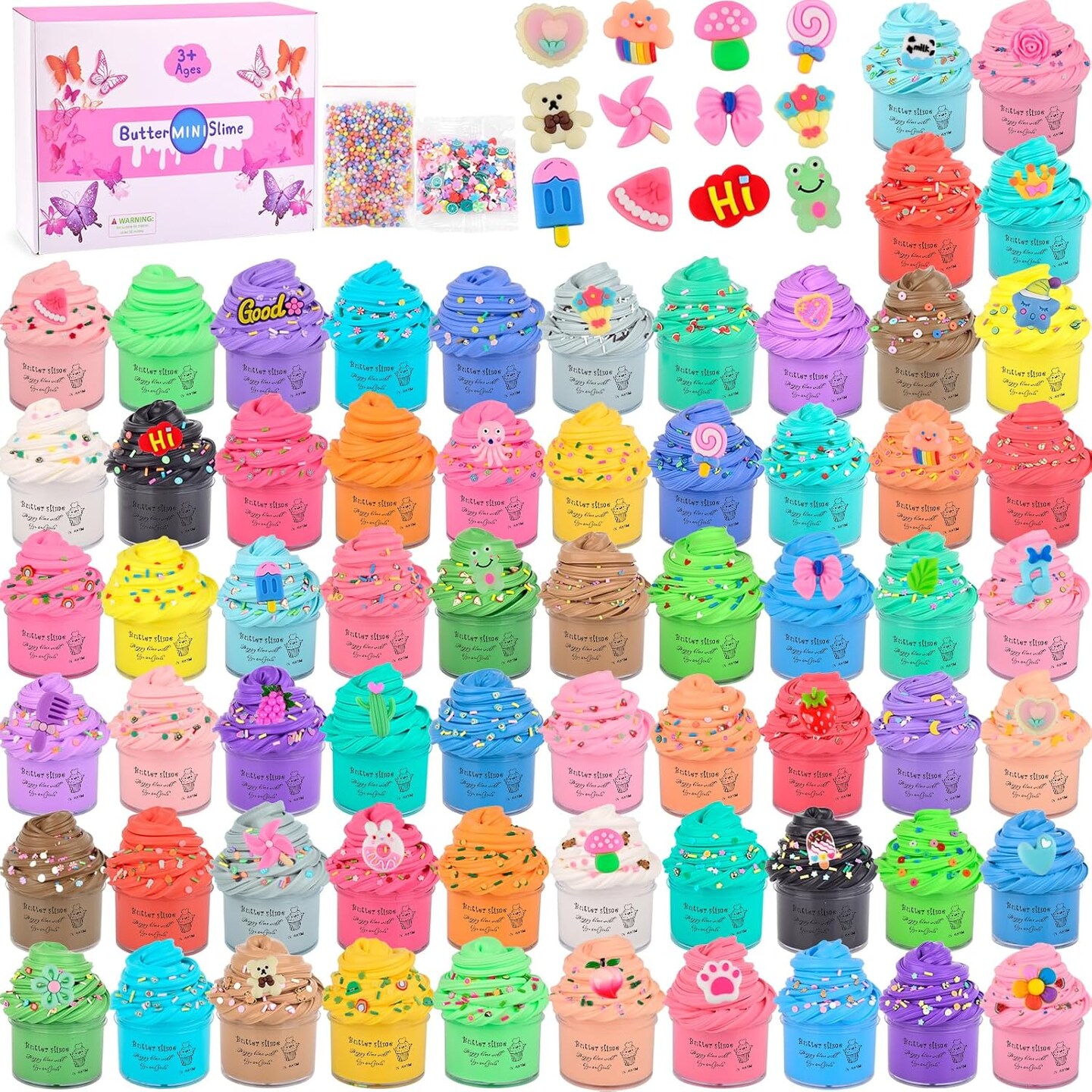 64 Pack Butter Slime Kit, Super Soft and Non-Sticky for Kids