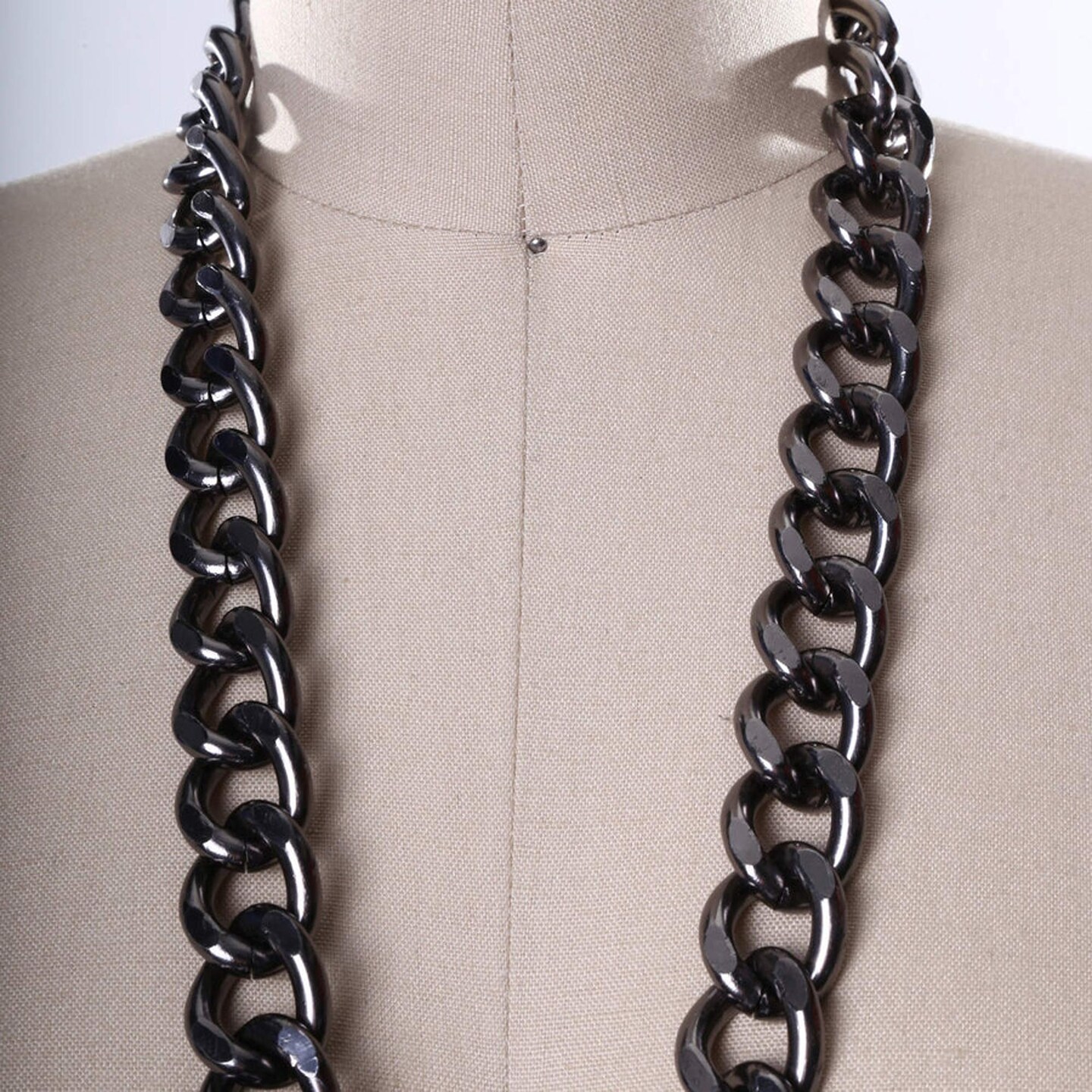 1 Yard 12mm Gray Glossy Finish Metal Chain Trim for Jewelry and Bag Straps