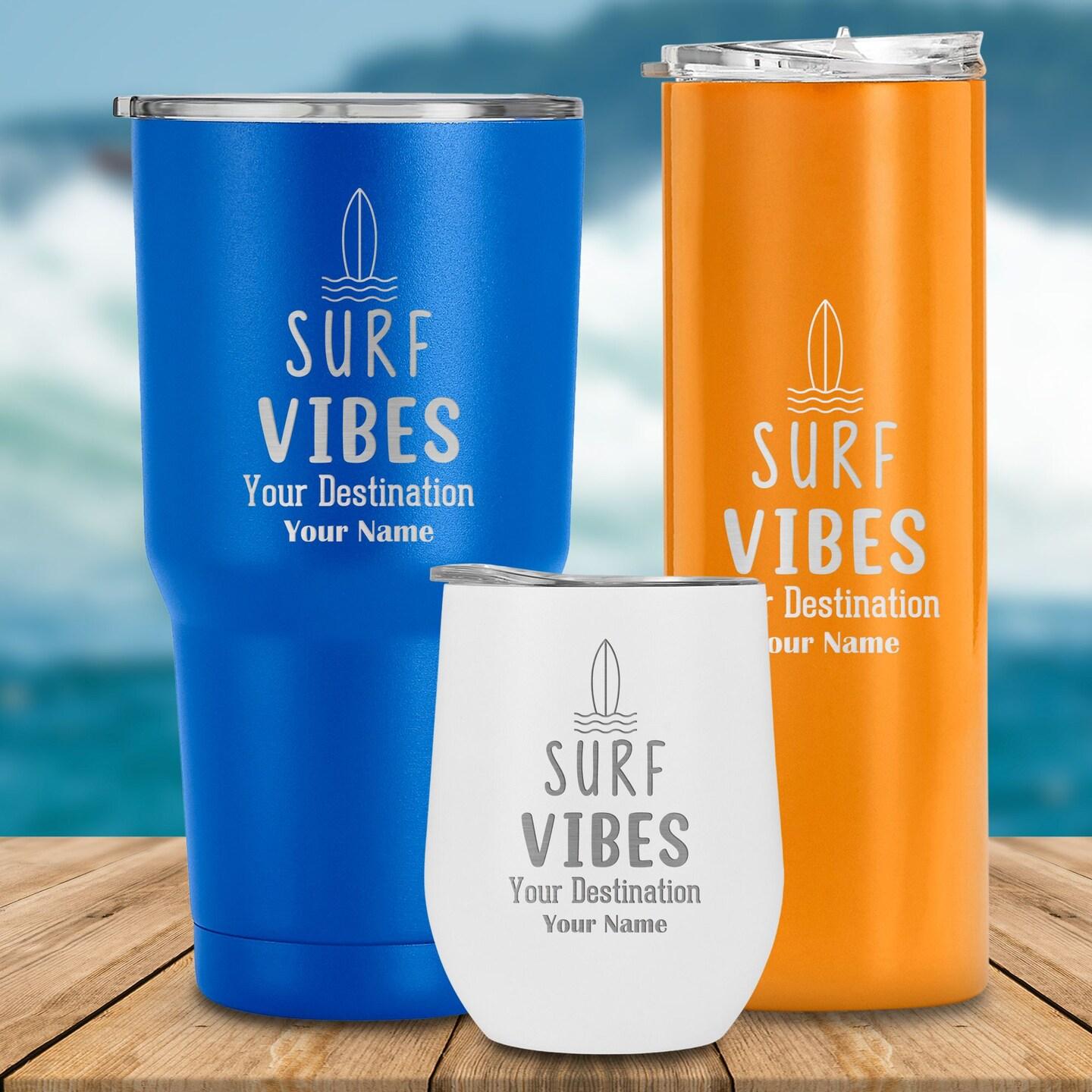 Personalized Beach Tumbler - 20oz Custom Name Stainless Steel Travel Cup