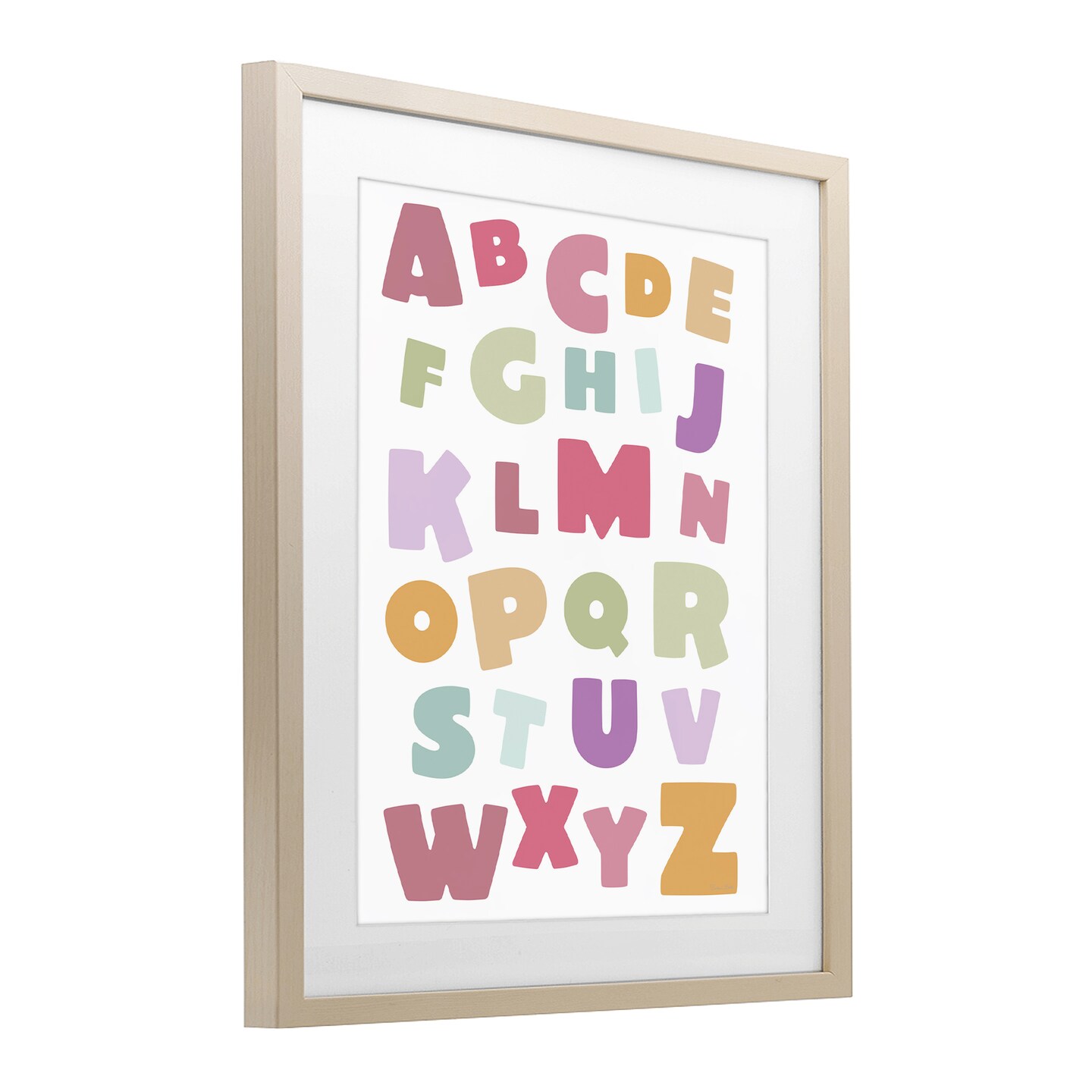 Stupell Industries Muted Alphabet Letters Framed Print Under Glass, design by Susan Ball