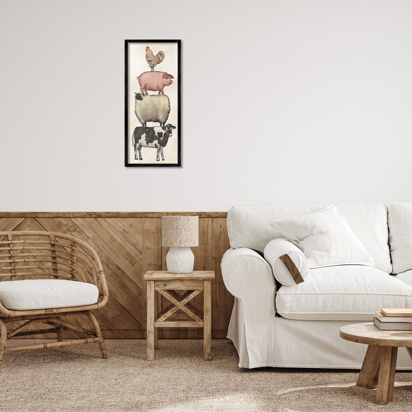 Stupell Industries All Together Vintage Farm Animals Framed Giclee, design by Leah Noel Art