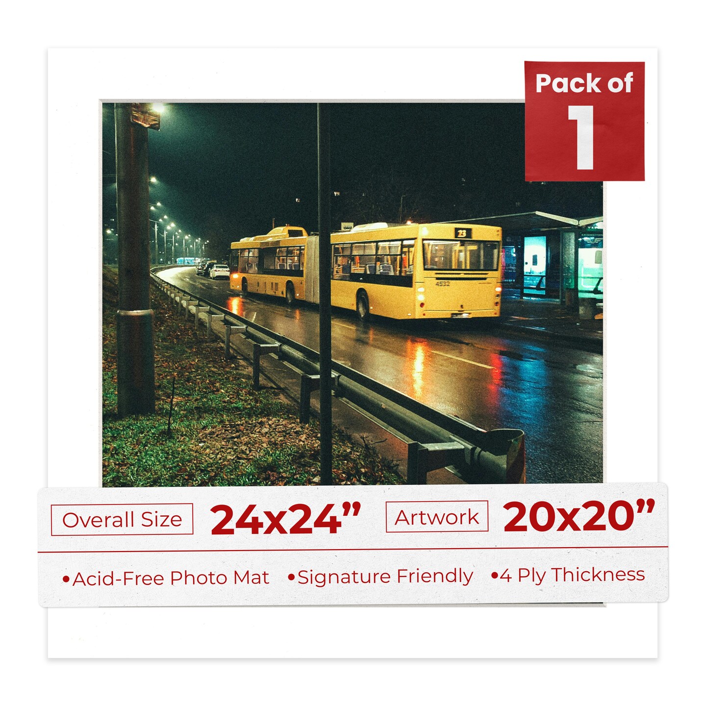 Off White Pebble Mat Board for 24x24 Frames - Fits 20x20 Photos