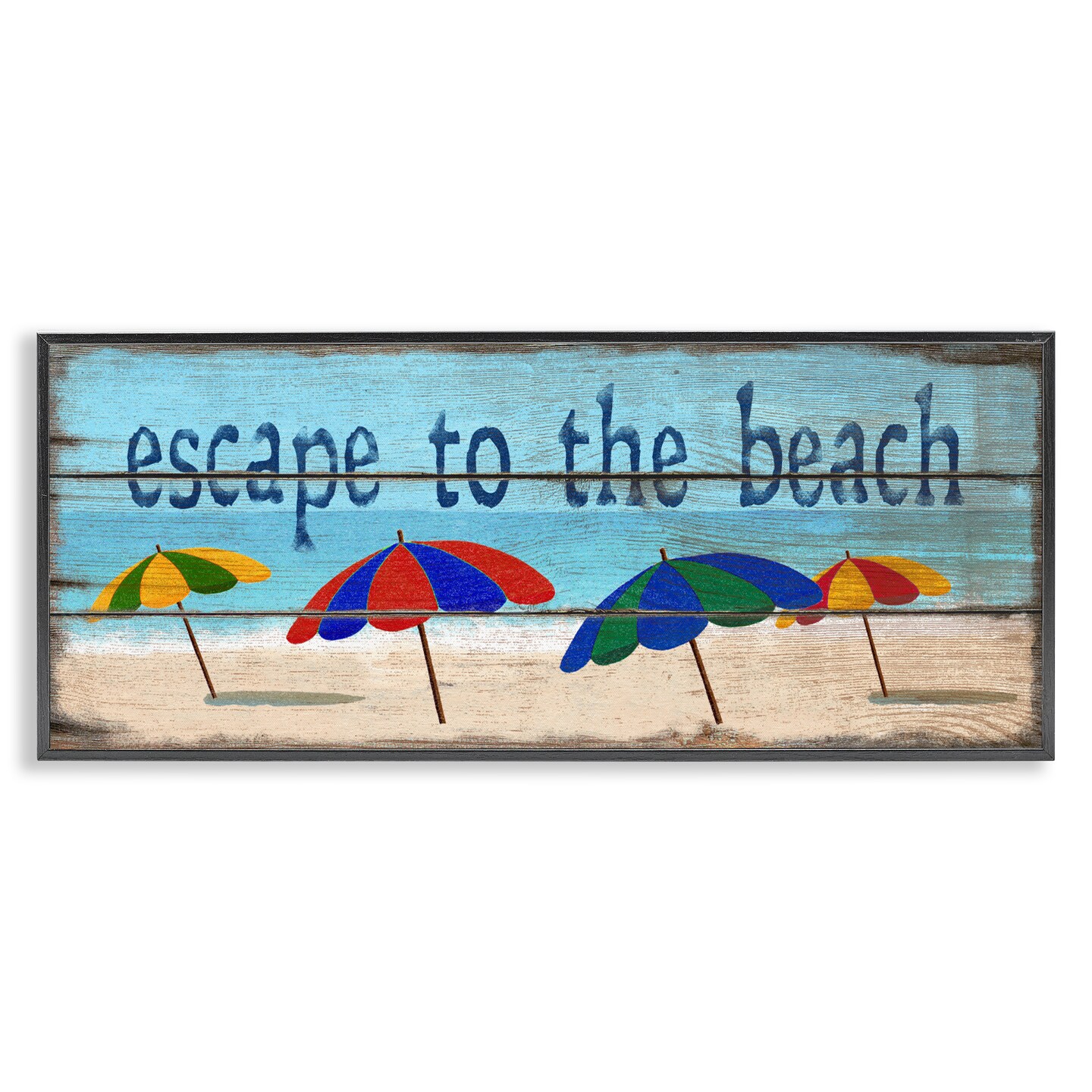 Stupell Industries Beach Escape Umbrellas Framed Giclee, design by Gail Fraser