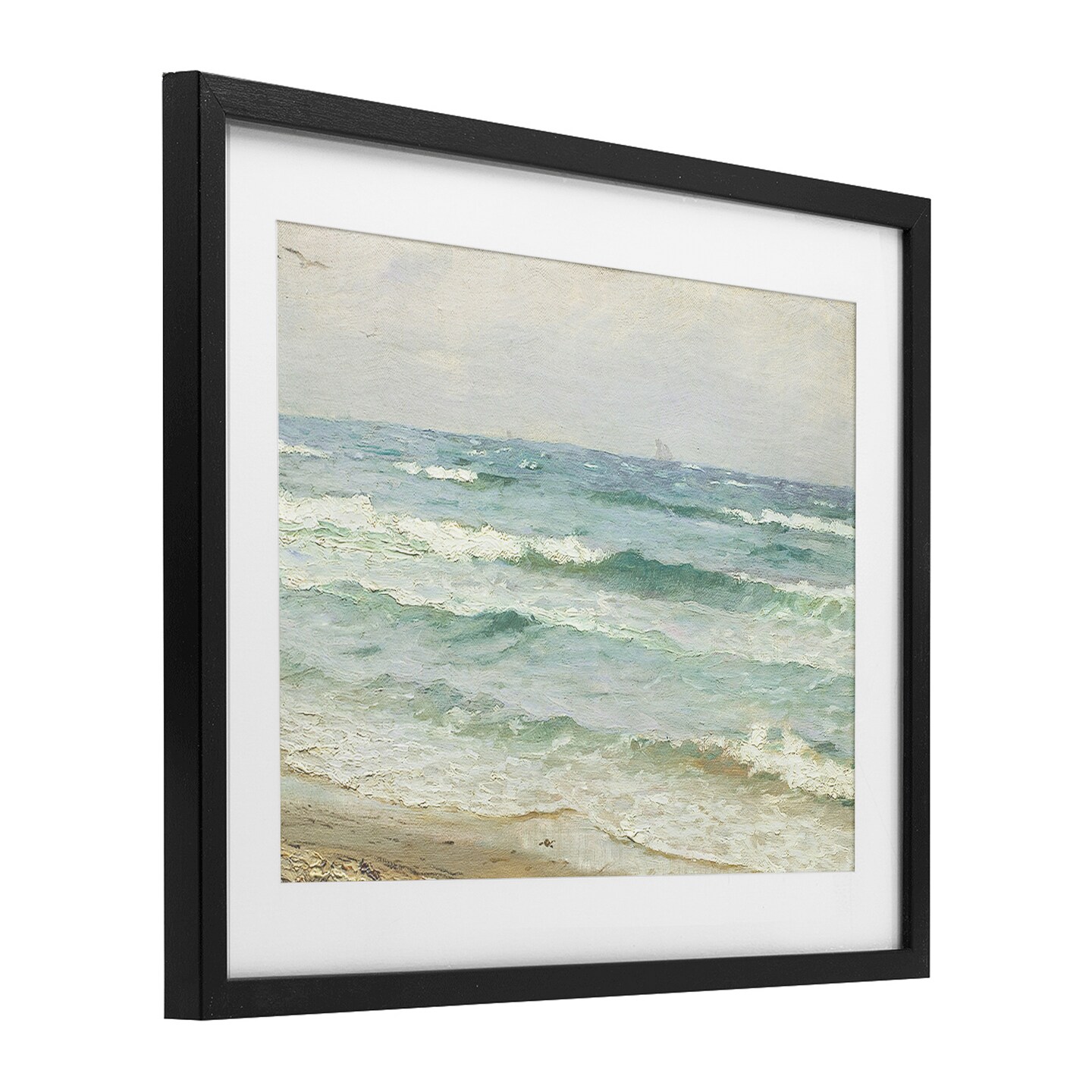 Stupell Industries Vintage Waves on The Shore Framed Print Under Glass, design by Leah Straatsma