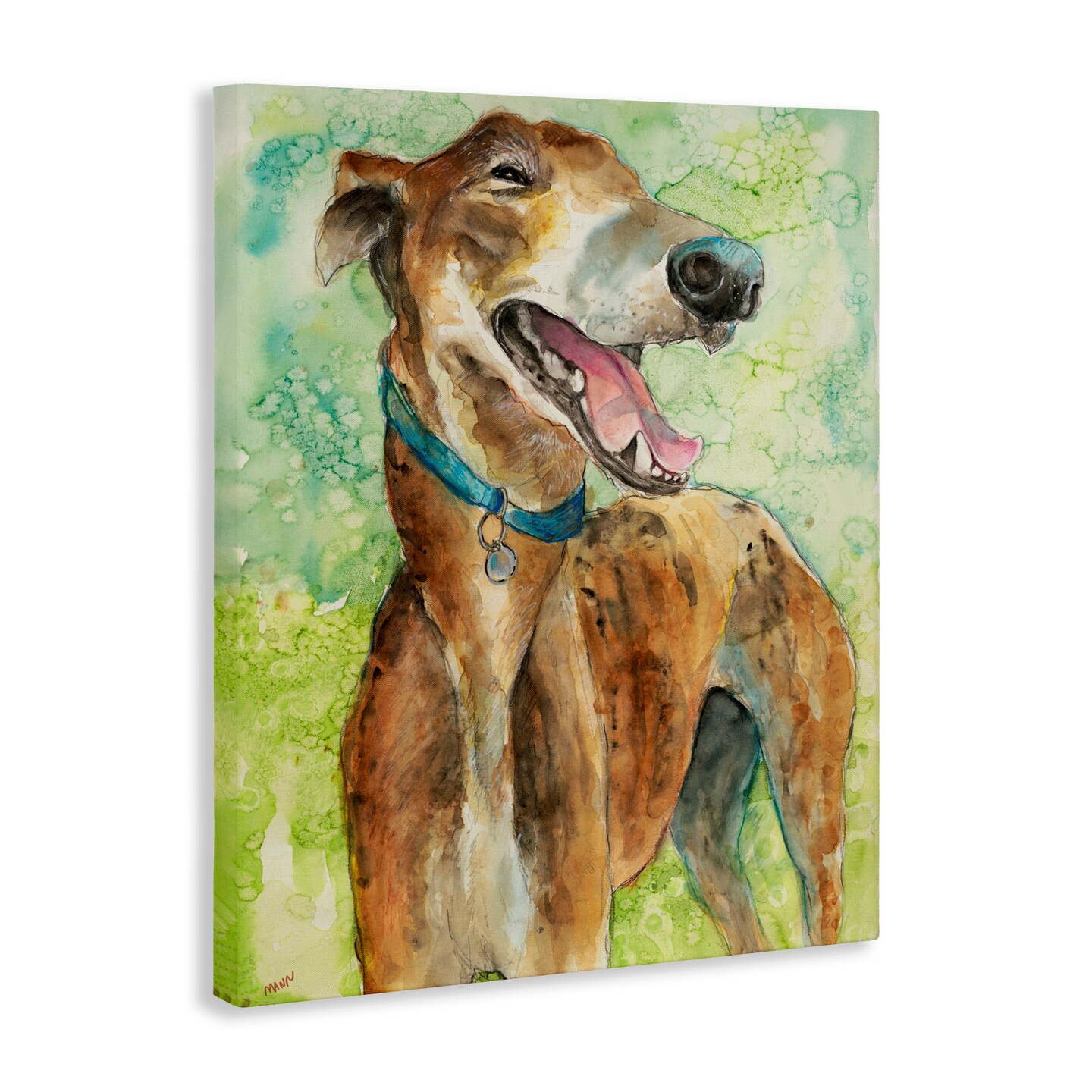 Stupell Industries Greyhound Smile Watercolor Canvas, design by Patti Mann