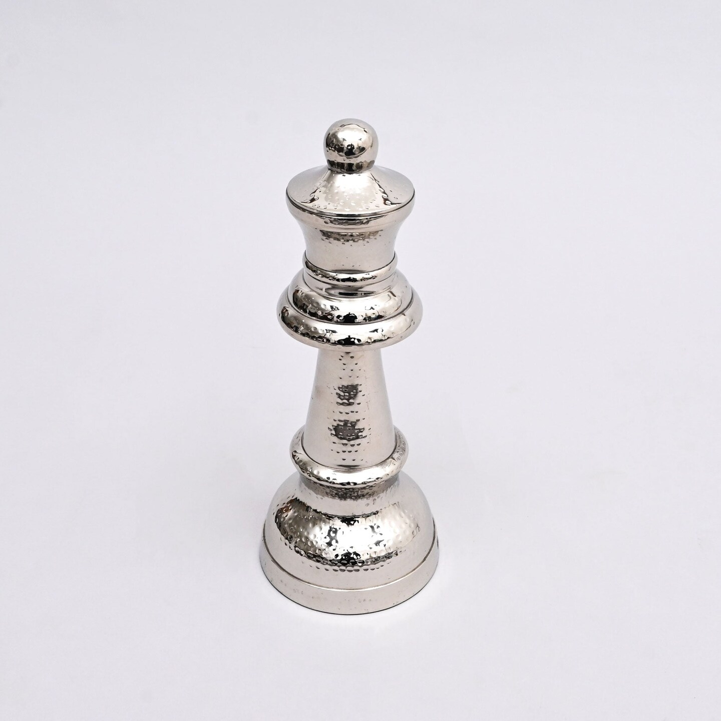 Decorative Hammered Nickel Finish Chess Bishop Sculpture – Elegant Table Accent (5.5x5.5x14")