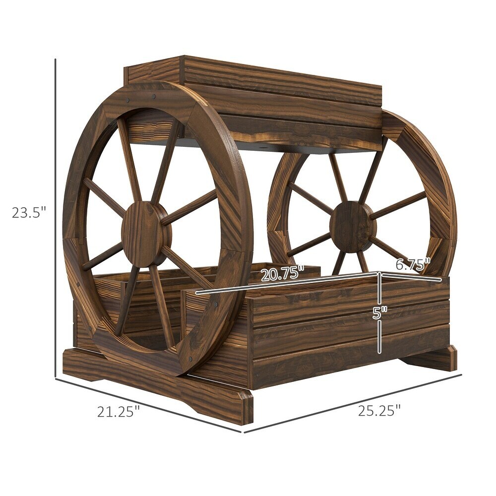 2-Tier Wooden Wagon Planter Bed with Drainage