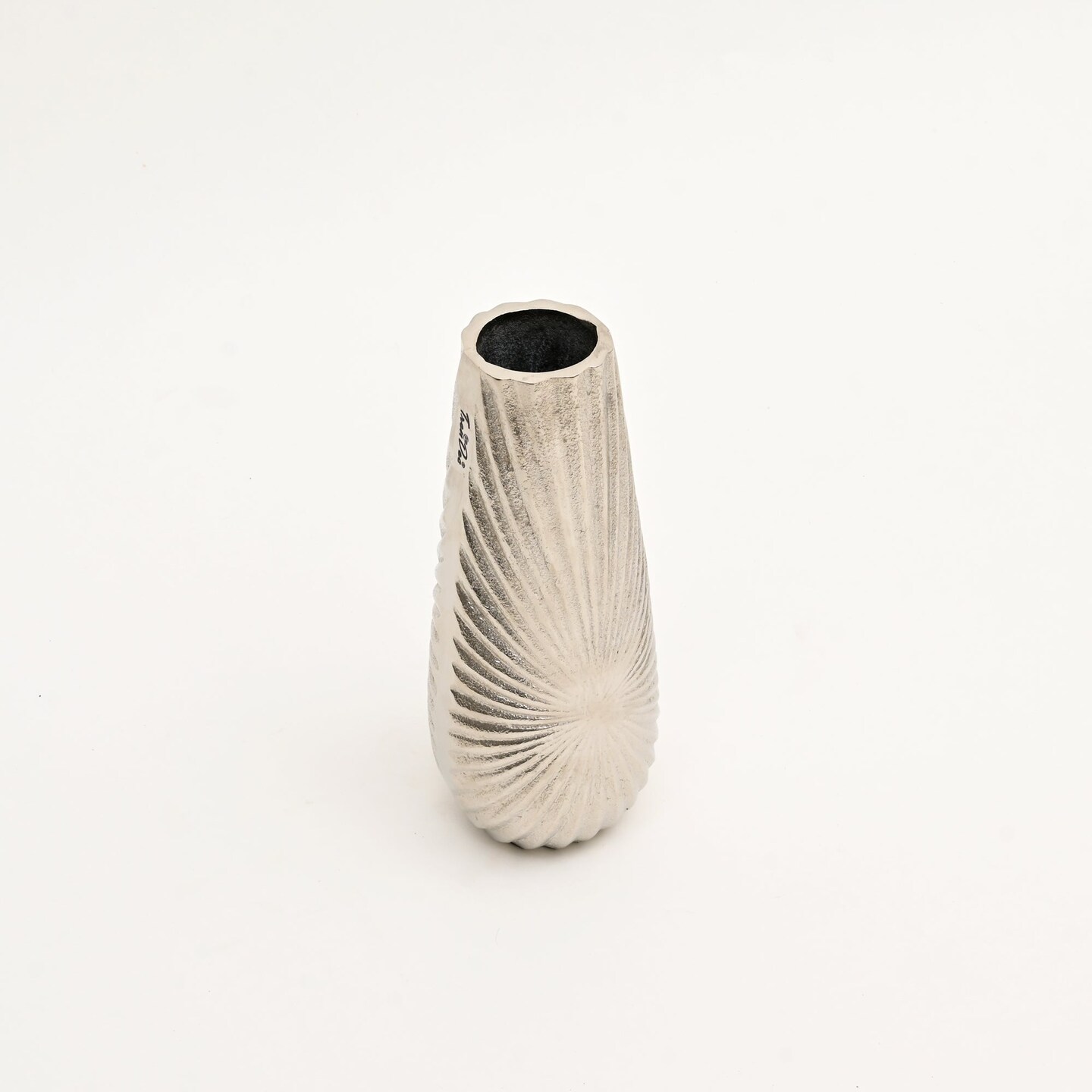 Decorative Wave Tall Aluminum Vase – 5X4X12" Nickel Finished Table Accent