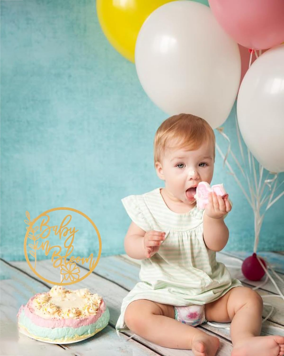 Baby in Bloom Cake Topper - Flower Theme Baby Shower Cake Topper, Floral Baby Shower Gender Reveal Patry Cake Decorations