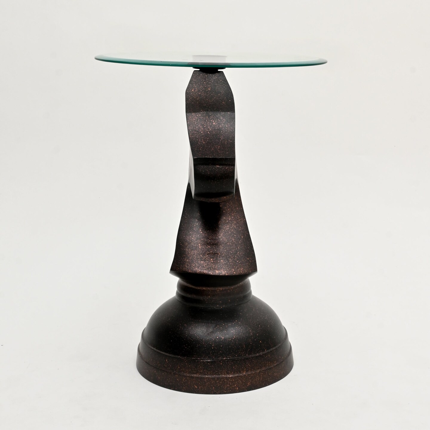 Decorative Antique Brass Finished Aluminum Hammered Horse Motif Accent Table with Glass Top – 18x18x24"| Unique Side Table