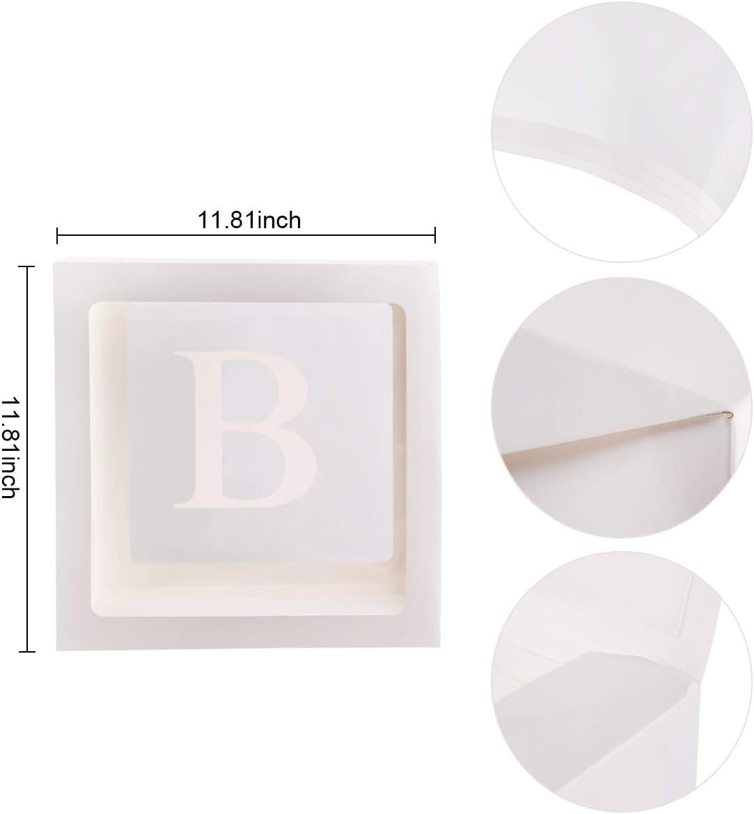 Baby Shower Boxes Party Decorations &#x2013; 4 pcs Transparent Balloons Boxes D&#xE9;cor with Letters Baby Blocks Design for Baby Shower Gender Reveal Backdrop