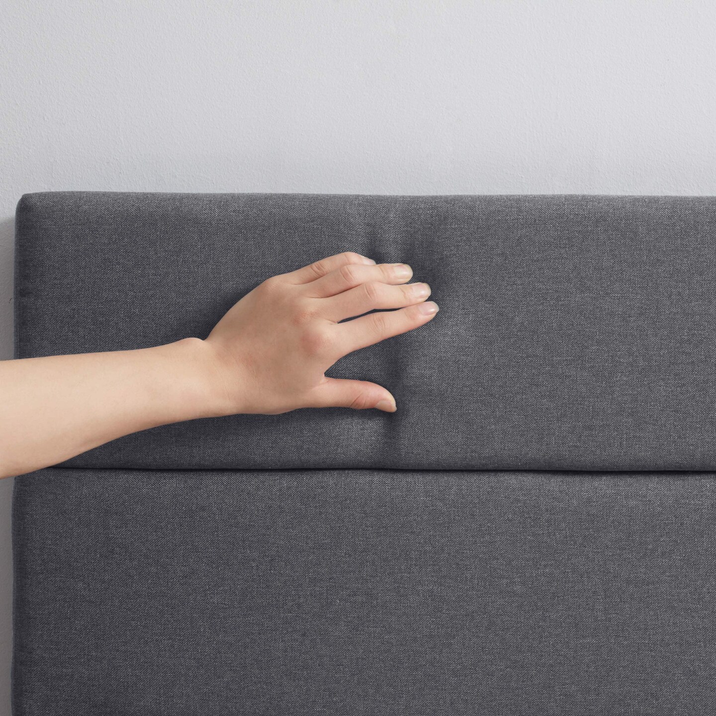 Nestl Bed Frame with Green Tea Graphite Memory Foam Mattress and Horizontal Channel Upholstered Headboard