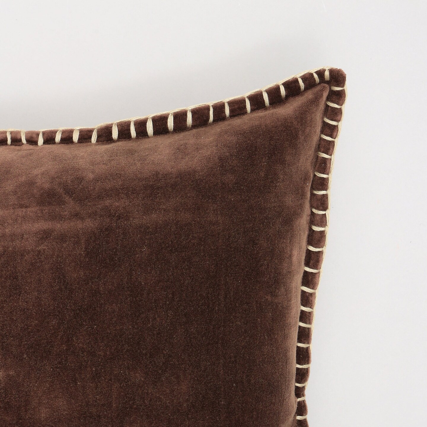 Stonewashed Cotton Velvet Throw Pillow – 18"x18" Decorative Cushion with Handstitched Edges