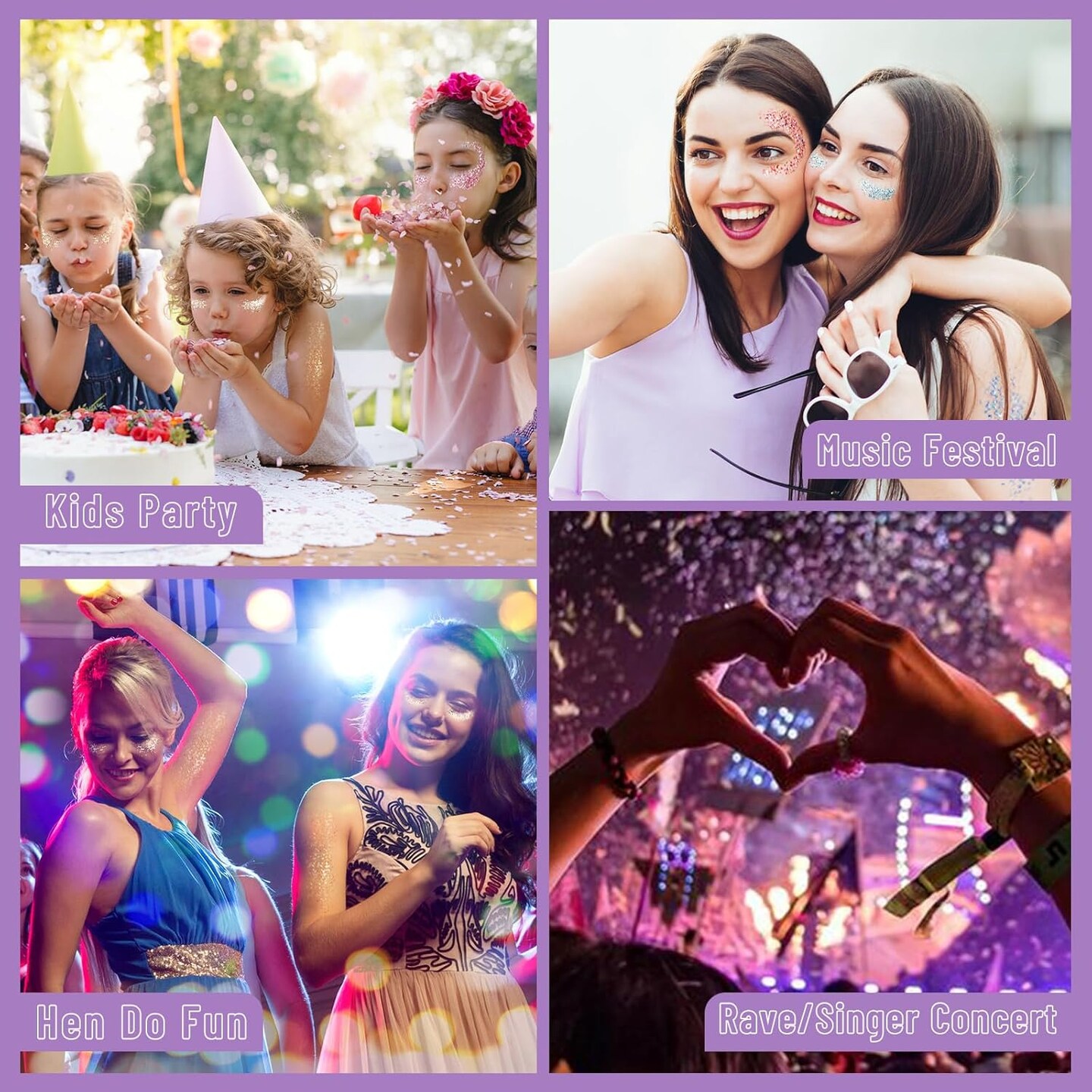 White Face Body Glitter Gel, Holographic Shimmer Chunky Glitters Makeup for Hair Nails Eye Lips