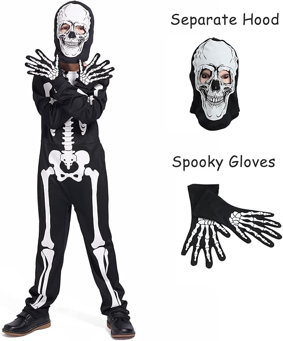 Kids Skeleton Costume Glow in the Dark Skeletons Halloween Skeleton Costumes for Boys and Girls