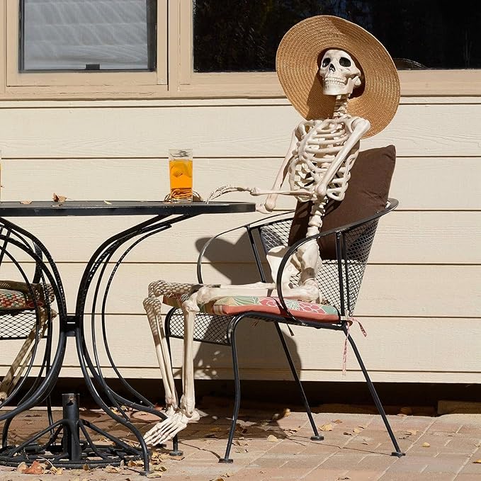 Halloween Skeleton Decorations, 2.95ft Life Size Posable Skeleton, Large Full Body Skeleton, Realistic Child Skeleton for Halloween Outdoor Indoor Party Decor Haunted House Graveyard