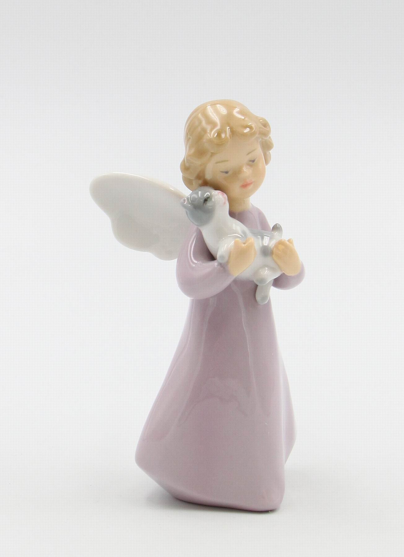 Ceramic Angel Holding Cat Figurine, Home D&#xE9;cor, Gift for Her, Gift for Mom, Kitchen D&#xE9;cor, Cat Lovers Gift, Pet Loss Gift