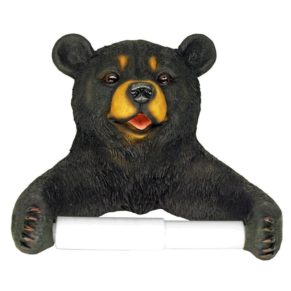 Black Bear Toilet Paper Holder Statue