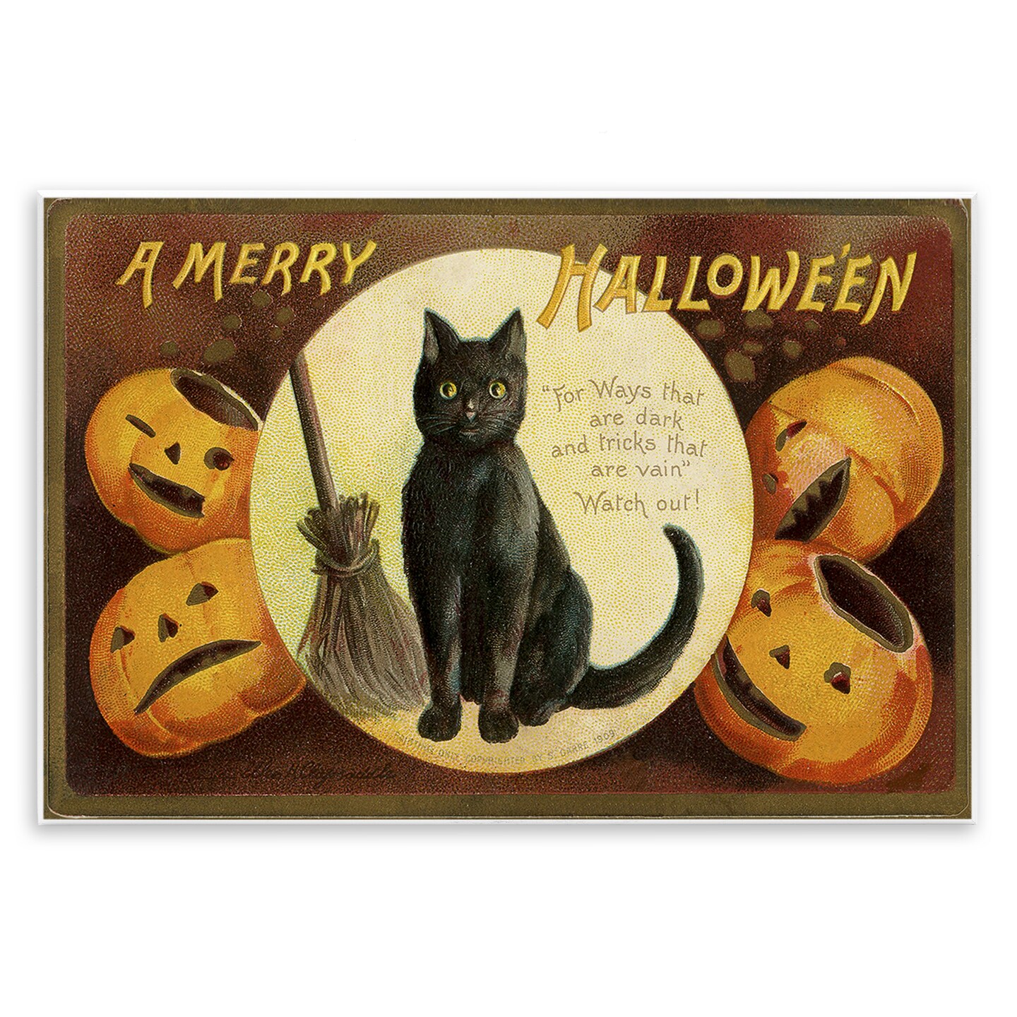 A Merry Halloween Black Cat Wall Plaque Art