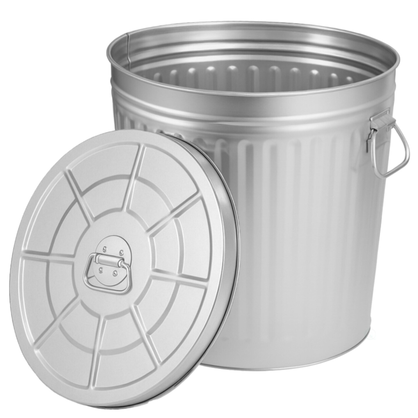 Gardenised Round Galvanized Steel, Trash Can with Lid - Durable Metal Bucket for Backyard, Lawn, Garden and Yard Use - Weather-Resistant Garbage Can for Indoor and Outdoor