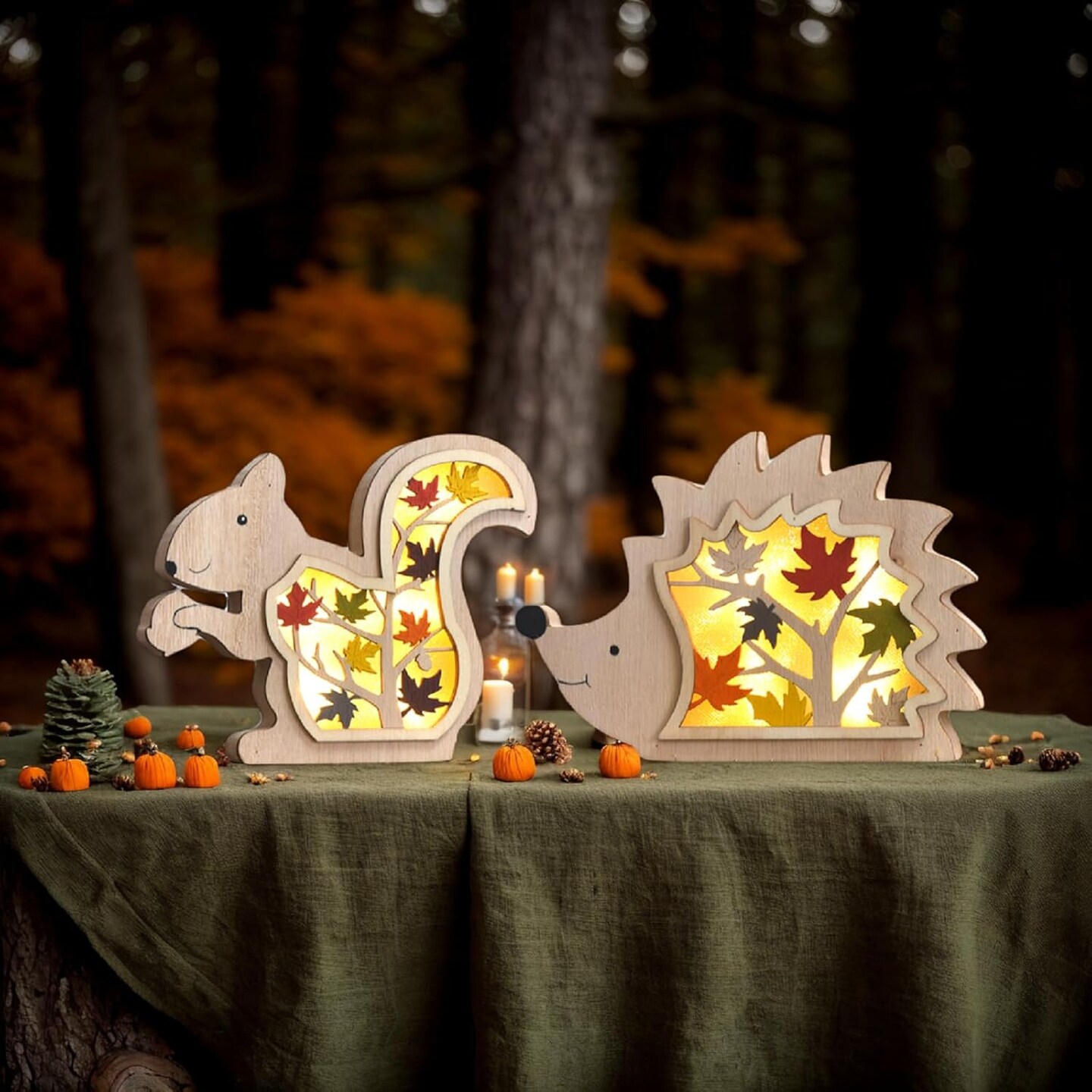 Lighted Fall Table Centerpiece(wood)