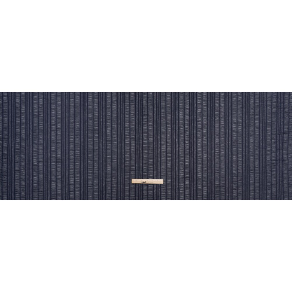 1 Yard Navy Blue Ruched Nylon Mesh Fabric Striped Designer Deadstock 58 Inches Width