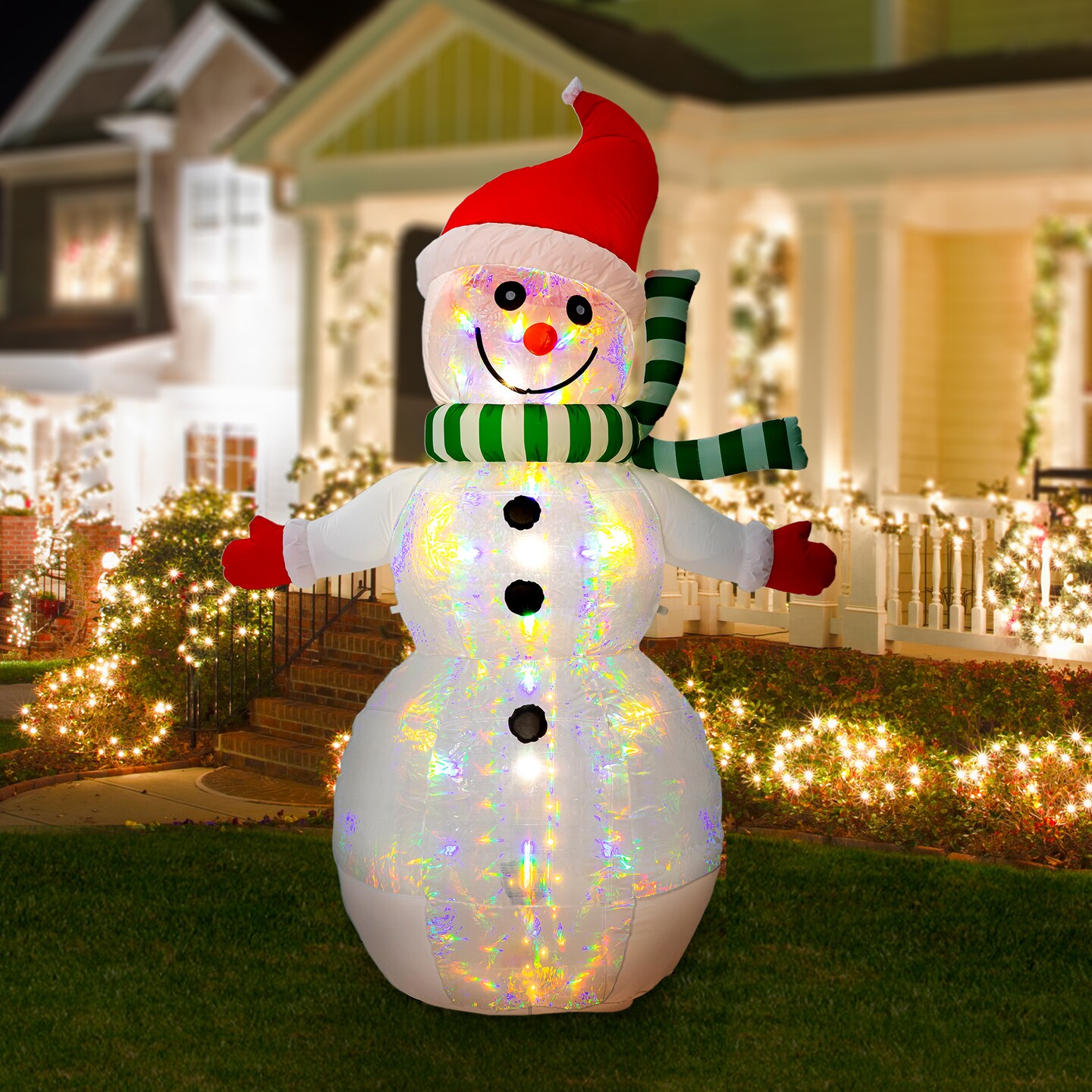 Set of 2 8FT Lighted Inflatable Icy Snowman Decor