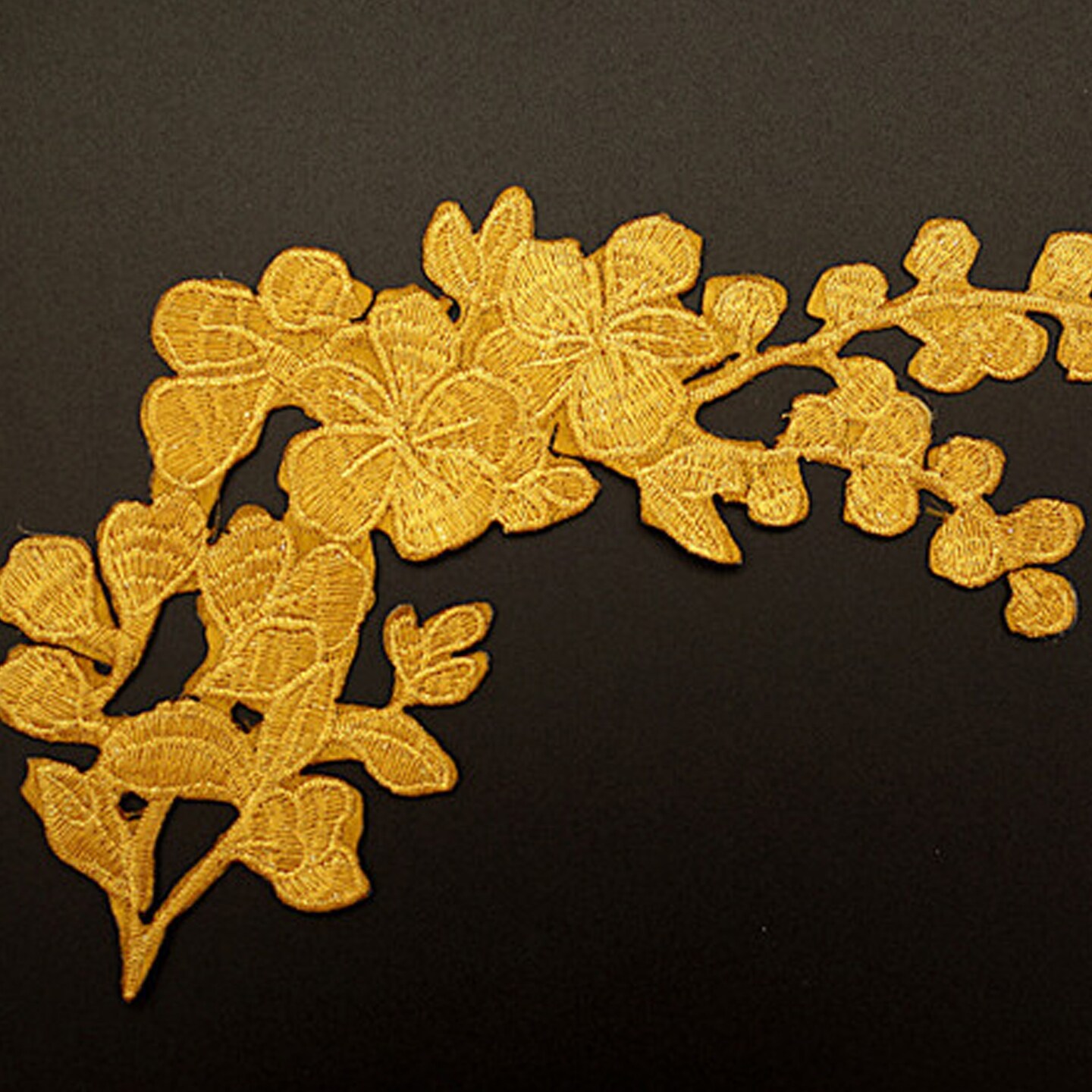 10" x 5.5" Gold Iron On Embroidered Floral Patch Applique Pack of 12