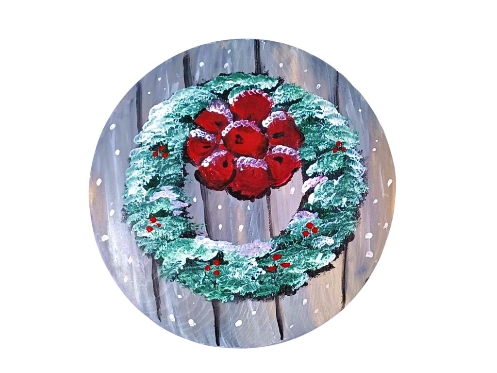 Christmas Paint Kit - The Winter Wreath Tabletop Trinket Box Art Painting Kit &#x26; Video Lesson, Art Gift Set, Christmas Craft, Beginner Painting, Paint At Home