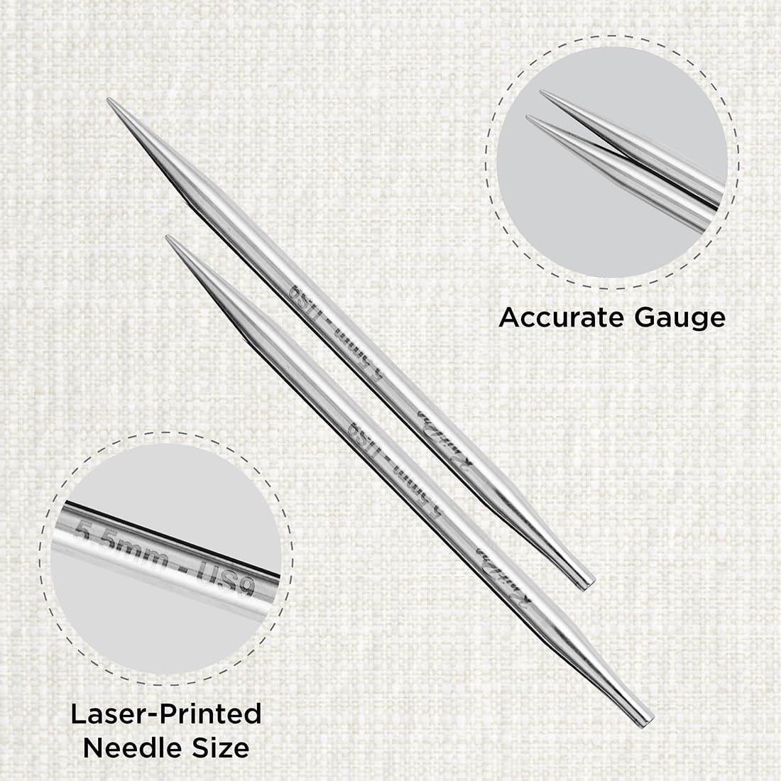 KnitPro Stelo Interchangeable Circular Knitting Needles 5" (13cm) Size 2.5 - 17