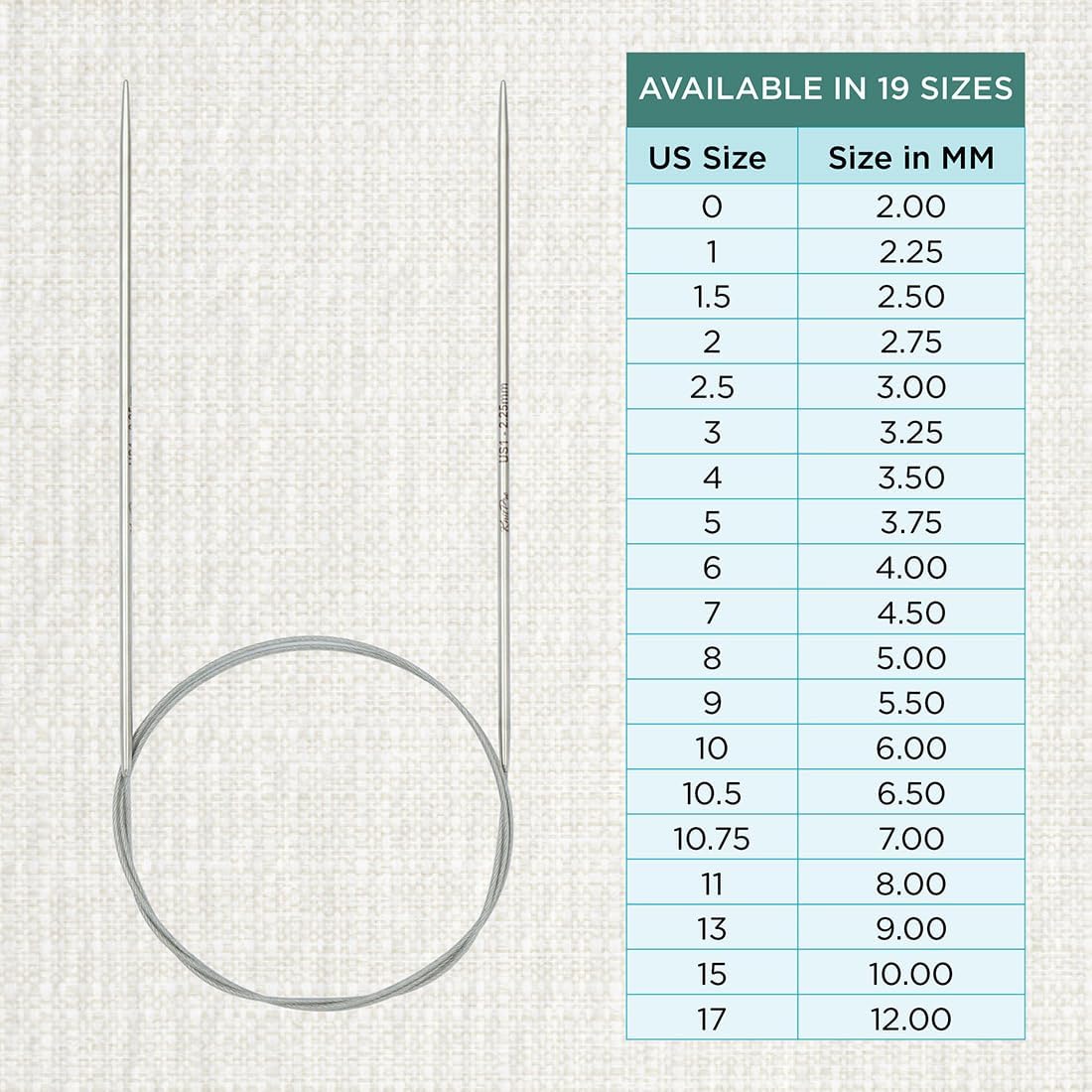 KnitPro Stelo Lace Fixed Circular Knitting Needles 24" Size 0 - 17