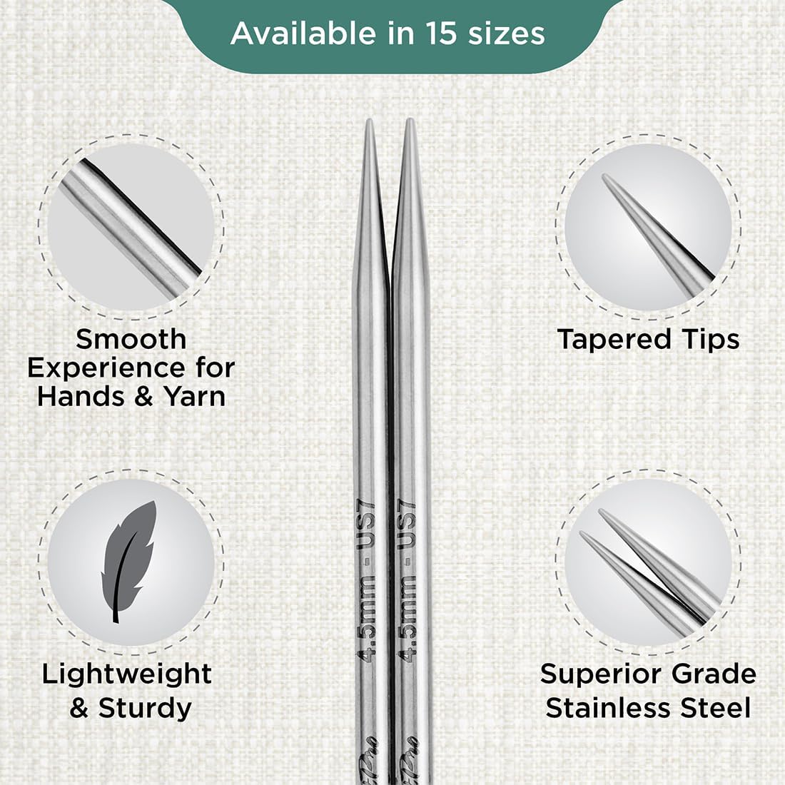 KnitPro Stelo Interchangeable Circular Knitting Needles 5" (13cm) Size 2.5 - 17