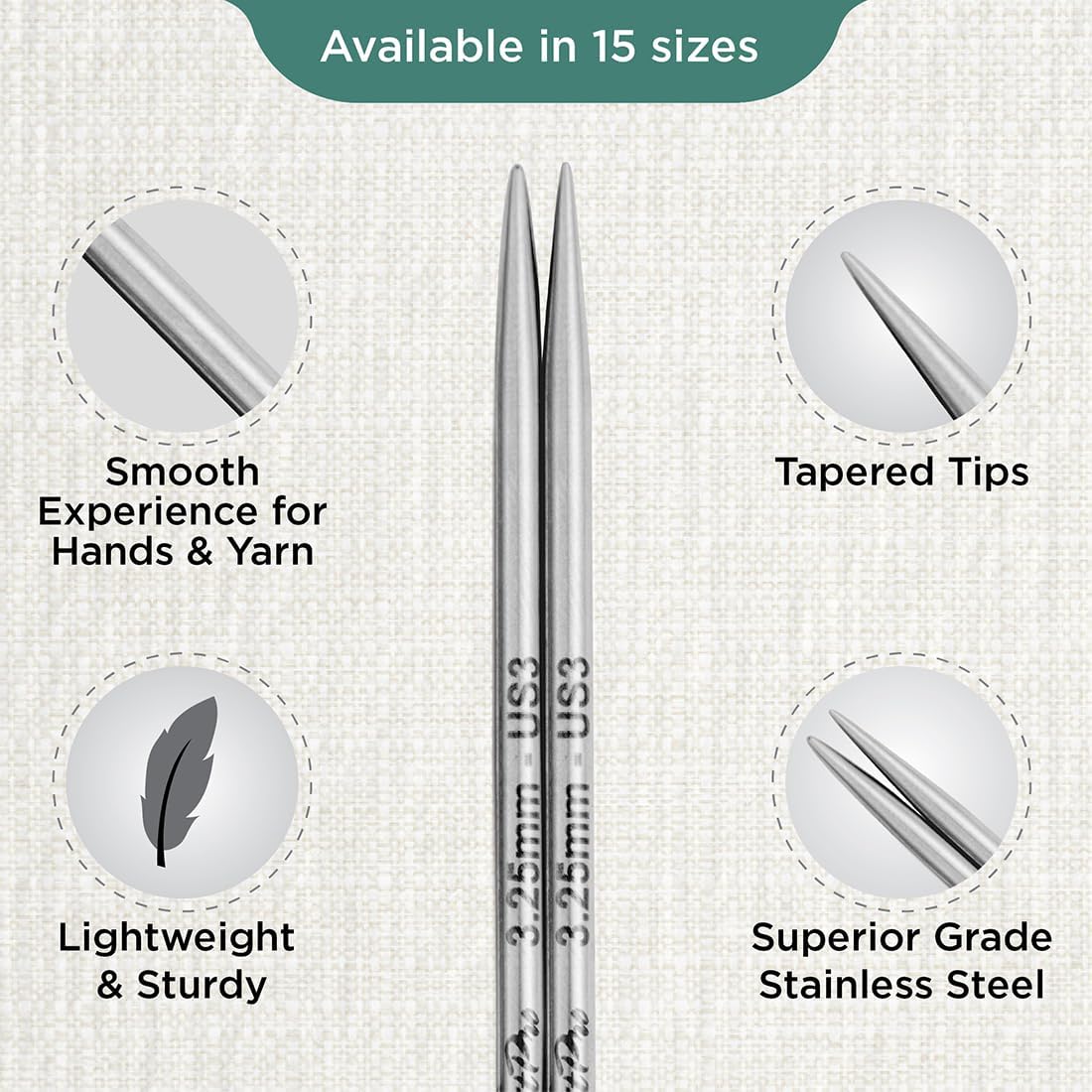 KnitPro Stelo Interchangeable Circular Knitting Needles 5" (13cm) Size 2.5 - 17