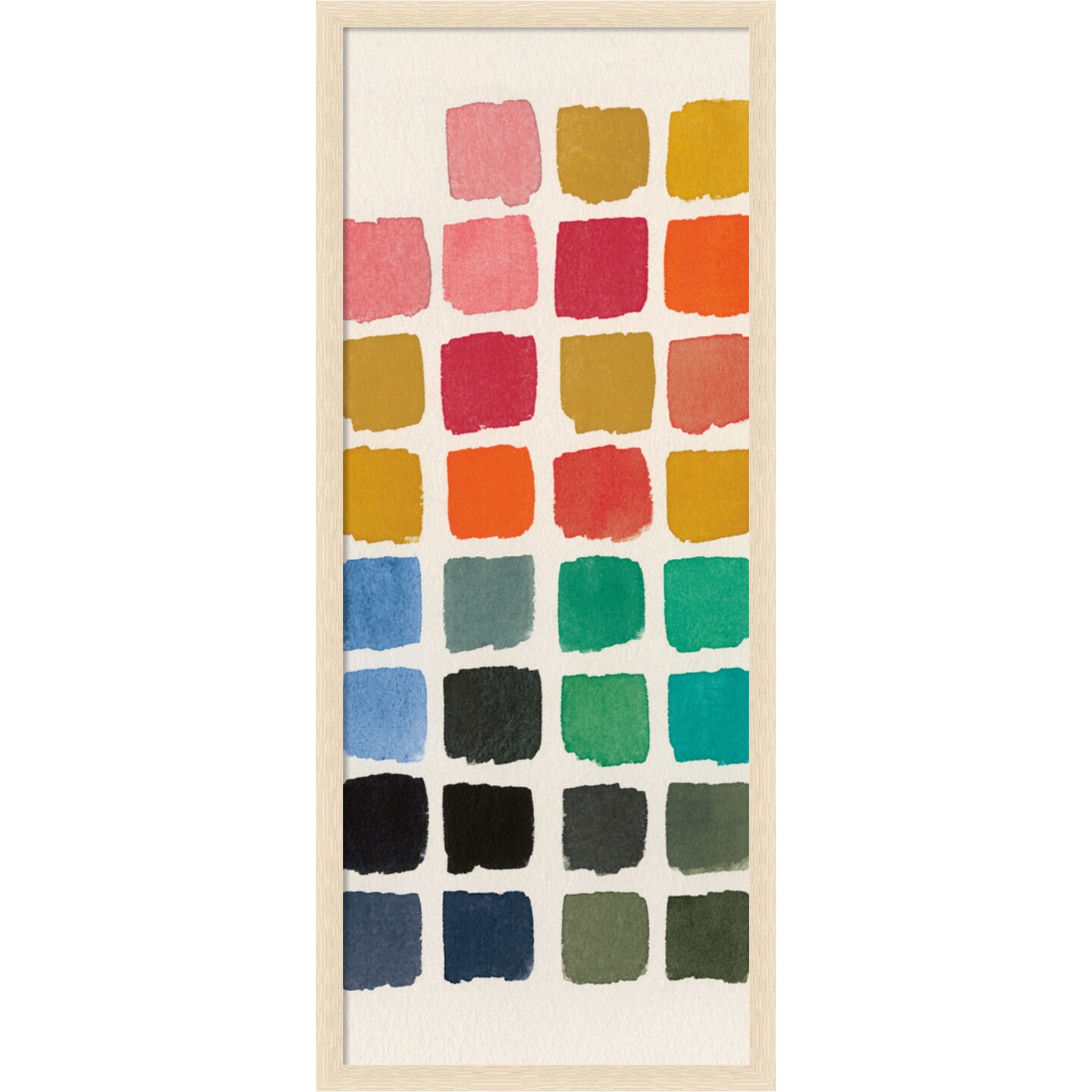 Amanti Art Framed Fabric Pinboard Retro Color Chart Printed Bulletin Board for Use as a Vision Board or Wall Organization