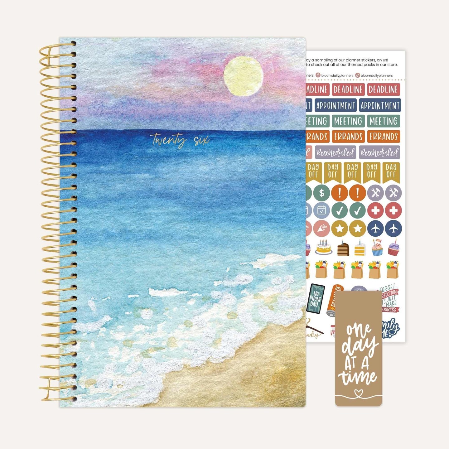 bloom daily planners 2026 Soft Cover Weekly & Monthly Planner, 5.5" x 8.25", Coastal Calm