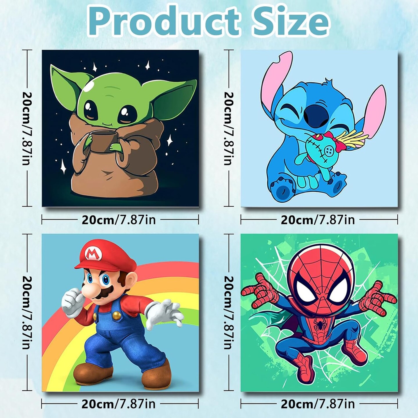 4 Pack Paint by Numbers Kit for Kids with Wooden Frames, Paint by Numbers for Kids, Paint by Numbers Kits Age 6-12 DIY Art Set Kits for Gifts & Home Wall Decor (8x8 Inch)