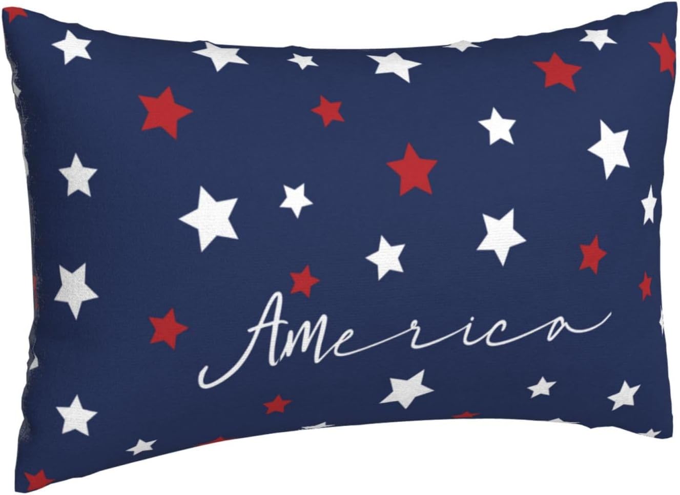 12x20, Set of 2 Blue Red Stars Pillow Covers for 4th of July Decorations