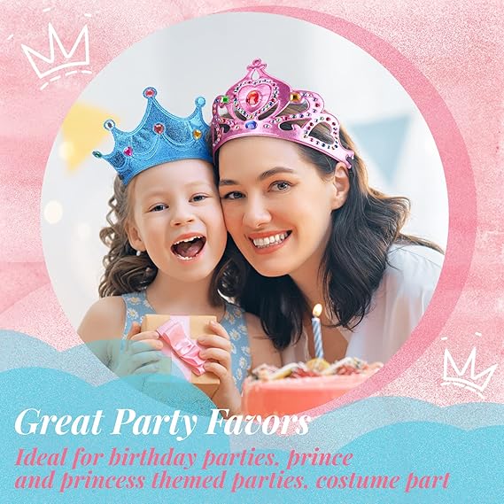 17 Pcs Princess Party Crowns Set Kids Party Supplies Tiaras Making Kit with Diamond Stickers