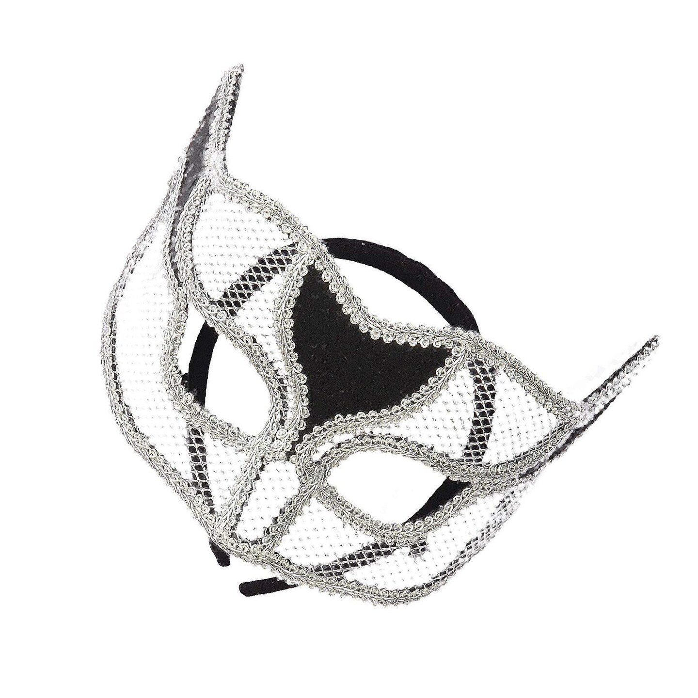Elegant Silver Netted Masquerade Mask