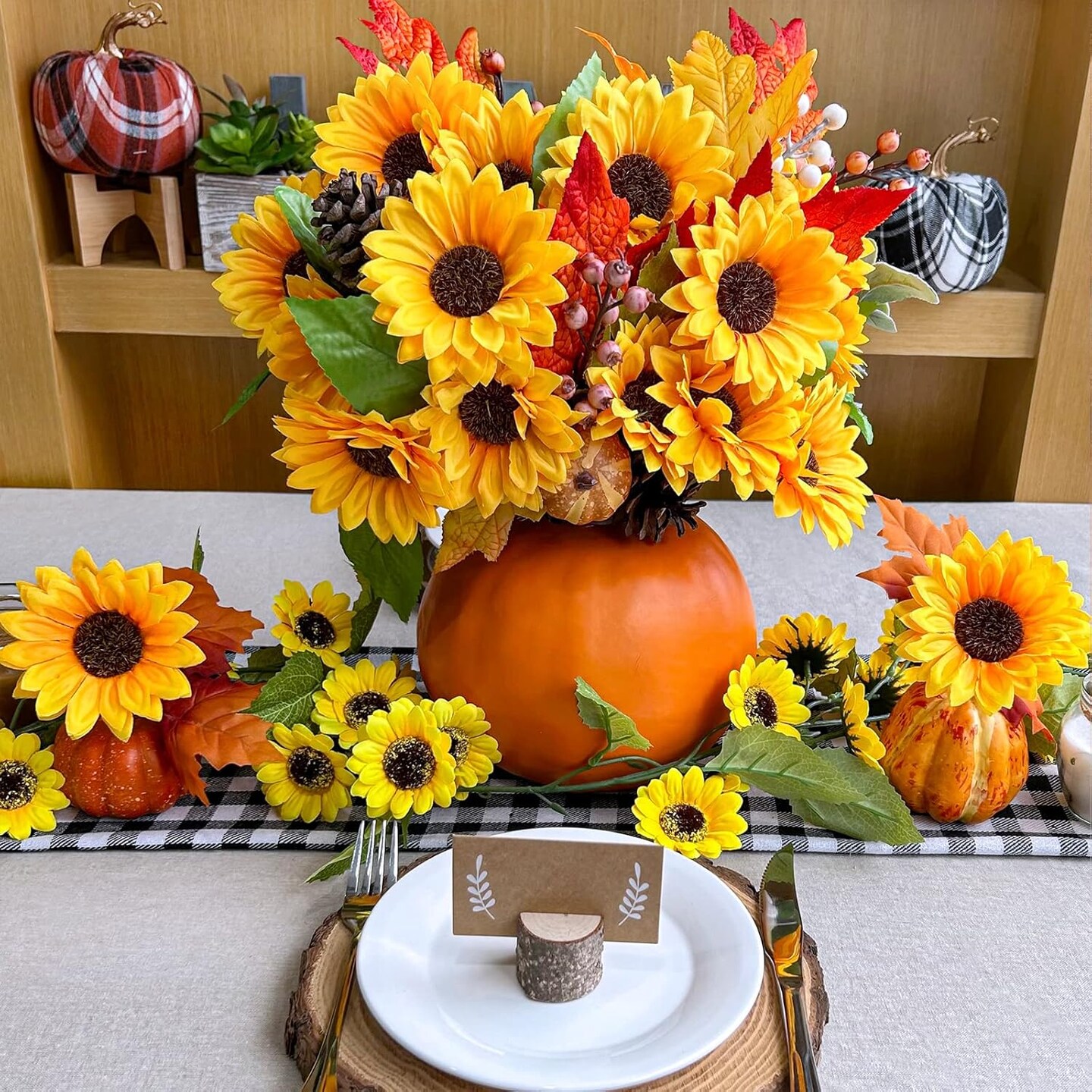6 Pcs Summer Sunflower – 11.8" Yellow Silk Artificial Flowers for Floral Arrangements, Vases & Outdoor Decor