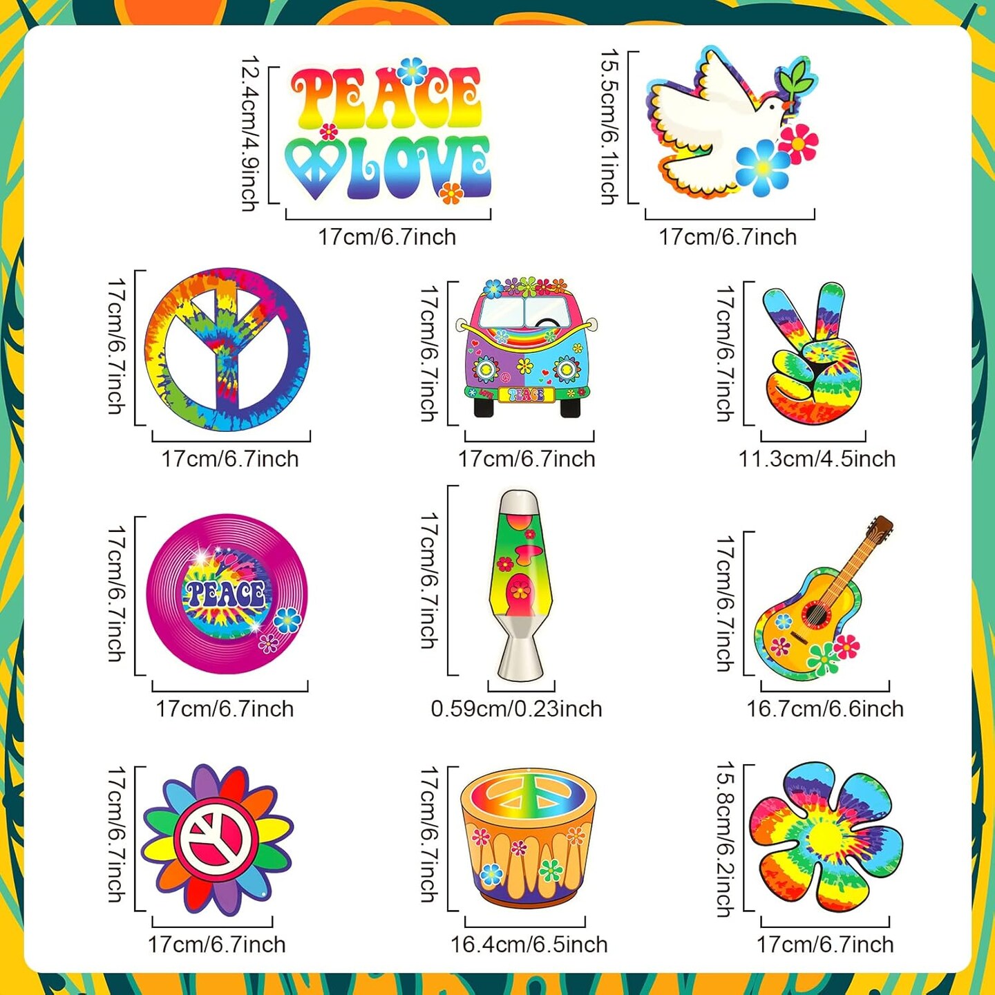 60&#x27;s Hippie Theme Party Foil Swirl Decorations