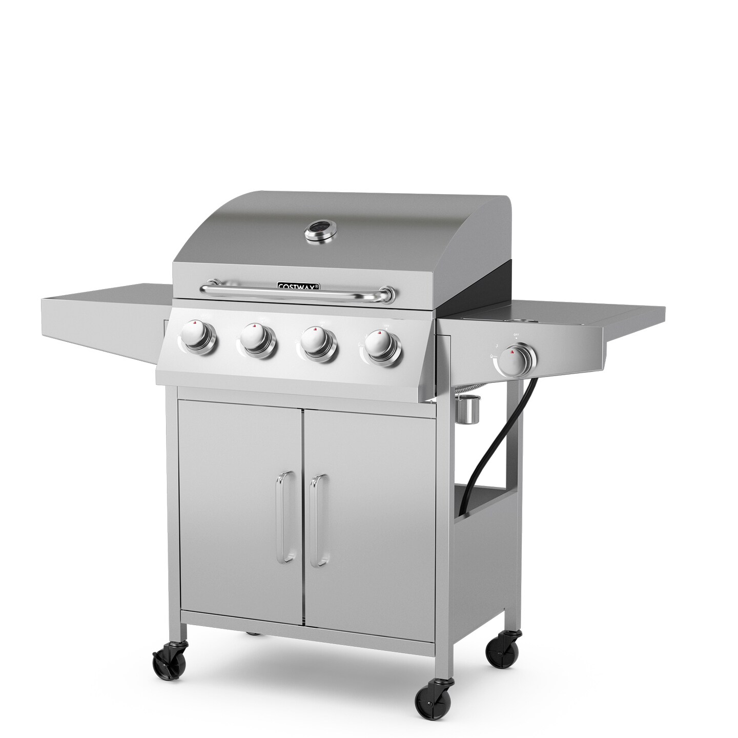 4-Burner Propane Gas Grill with Side Burner – 50,000 BTU Stainless Steel BBQ Grill