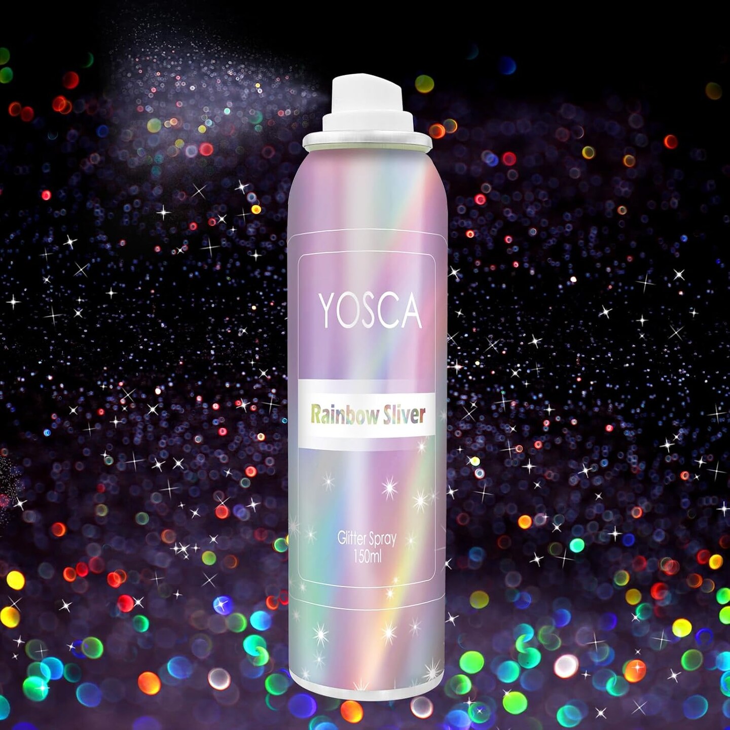 Body Glitter Spray, 150ML Holographic Glitter Hairspray, Glitter Spray for Hair Body Clothes, Quick-Drying and Long-Lasting Shiny Glitter Spray for Festival Music Concert Party Rave Accessories