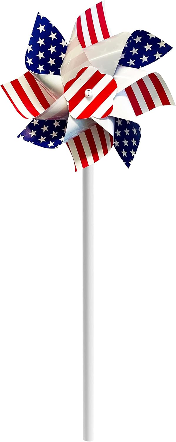 USA Flag Pinwheel, Stars and Stripes, Patriotic Pin Wheel, Party Decorations (12-Pack)