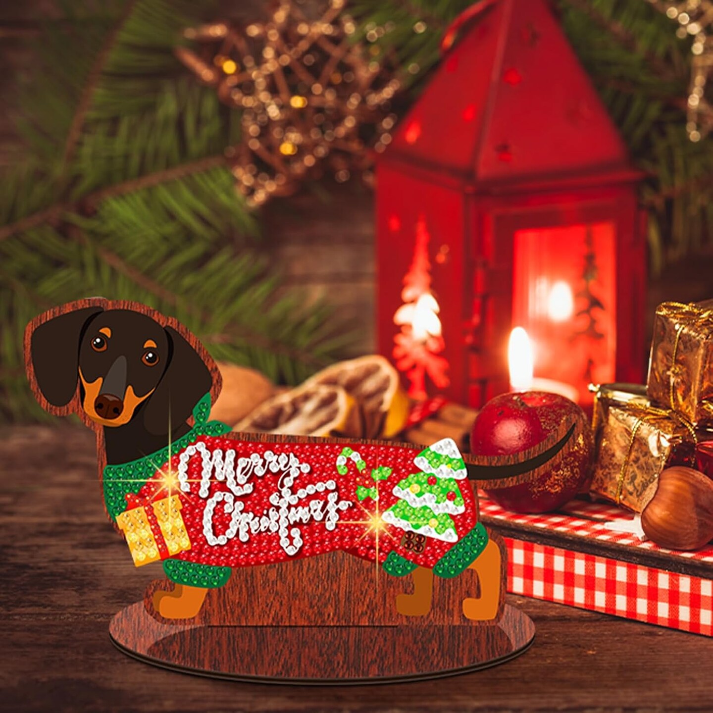 16 Pcs Magnetic Dachshund Diamond Art Magnets Interchangeable Seasonal Dog Diamond Painting Magnets Kits Holiday Spring Summer Wooden Table Decorations for Tabletop DIY Tiered Tray Decor