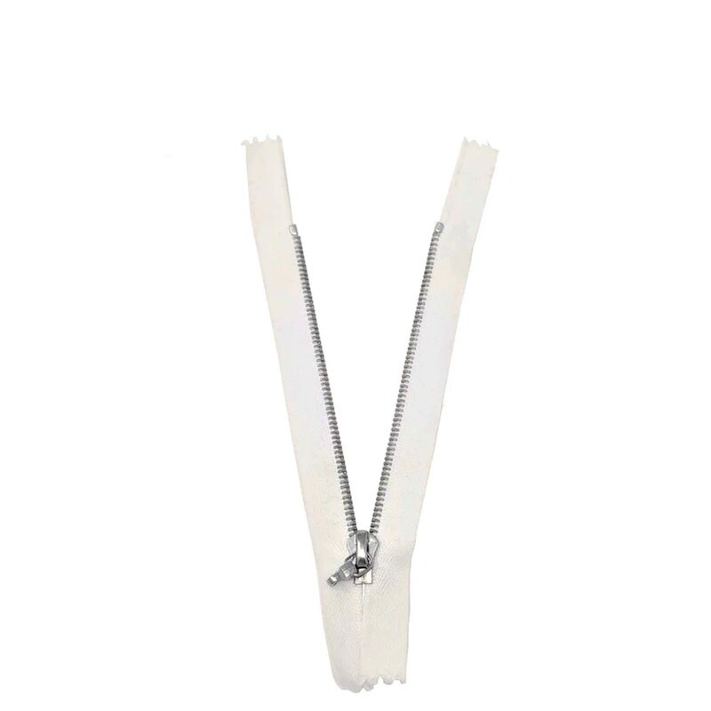 Zipper – White 4MM 4.5" Nickel Non-Separating, Closed for Pants, Shorts, Sleeves, and More