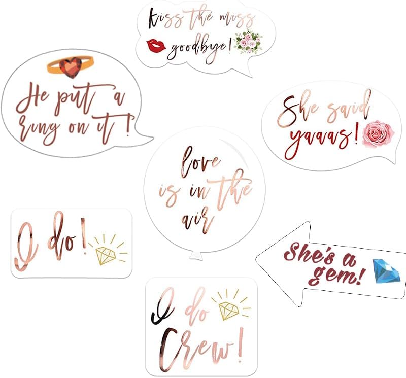 Bridal Shower Photo Props, Bride to Be Wedding Photo Booth Props - 23 Pcs, Rose Gold Bachelorette Party Decorations, Miss to Mrs Party Gift Accessories Wedding Favor Supplies, 30TH-PD-01