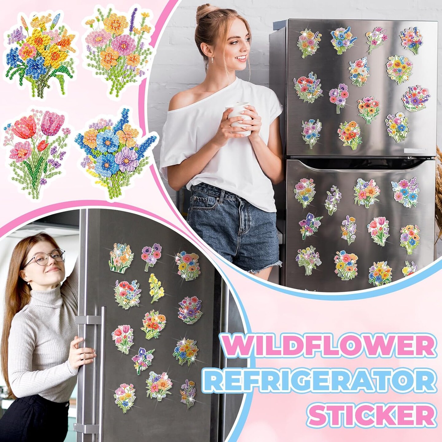 30 Pcs Wildflower Diamond Painting Magnet kits