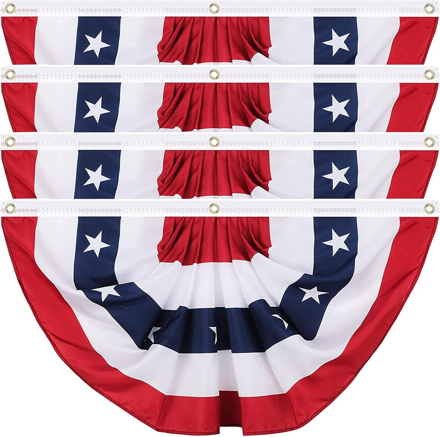 American Pleated Fan Flag, 3 X 6 Ft USA Patriotic Flag Bunting American Flags Patriotic Bunting 4th of July Decorations Patriotic Bunting Red White And Blue Patriotic Decor bunting Flags Outdoor/Outside&#xFF08;Set of 4&#xFF09;