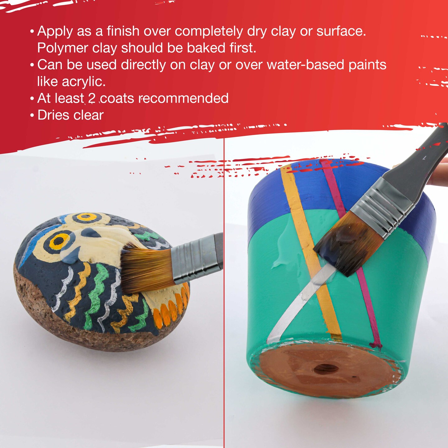 16 oz High Gloss Clear Acrylic Topcoat &#x26; Air Dry Clay Varnish - Acrylic Painting Protectant, Air Dry Clay Glaze for Polymer Clays, Ceramics, Pouring Paint Artworks and Sculptures